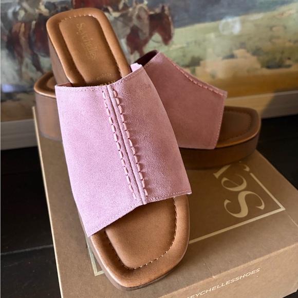 Seychelles Made For Me Mauve/ Pink Suede Women's Sandals Size 8.5 NWT